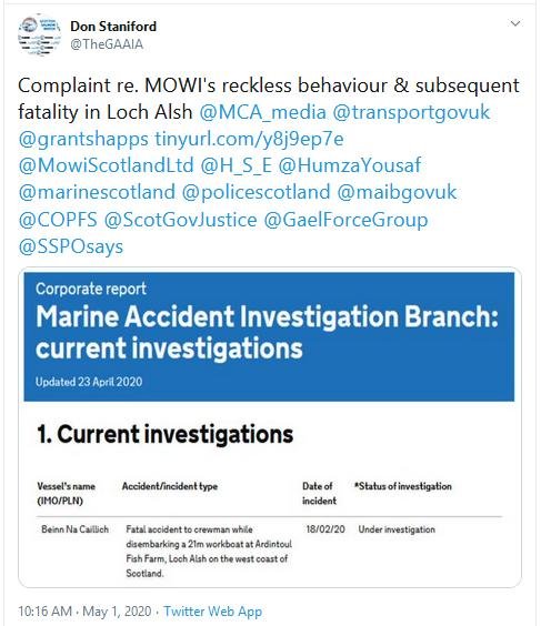 M&CA Complaint re Ardintoul 1 May 2020 Tweet #1 MAIB M&CA Complaint re Ardintoul 1 May 2020 Tweet #1 MAIB