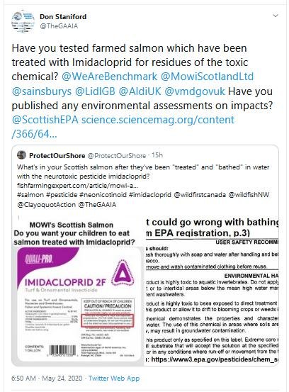 Imidacloprid Tweet Protect Our Shore 23 May 2020 #2 follow up