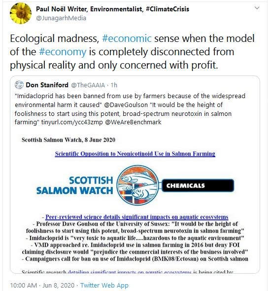 PR Scientific Opposition to Imidacloprid Use in Salmon Farming 8 June 2020 Tweet #3 Paul Noel