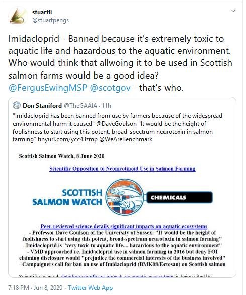 PR Scientific Opposition to Imidacloprid Use in Salmon Farming 8 June 2020 Tweet #9 Fergus PR Scientific Opposition to Imidacloprid Use in Salmon Farming 8 June 2020 Tweet #9 Fergus
