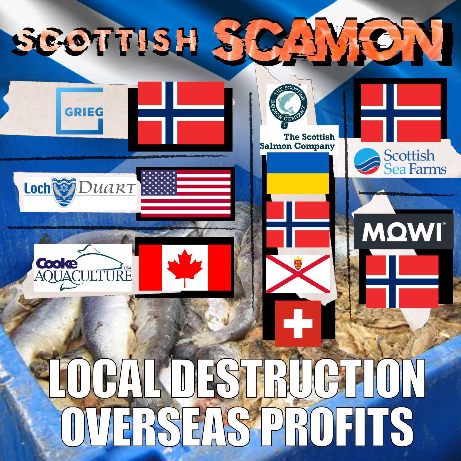 Scottish Scamon company logos & flags Local Destruction Overseas Profits