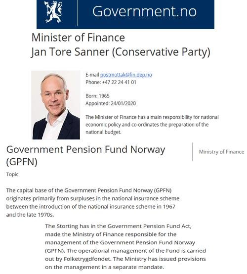 Norwegian Governmet Minister of Finance