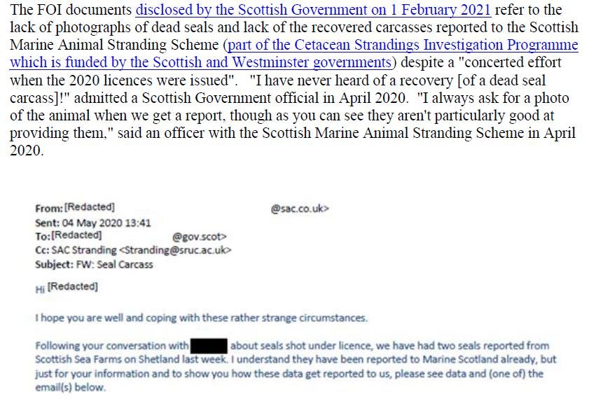 Media Backgrounder FOI Opens Sealed Documents on Killing by Salmon Farms Feb 2021 #6 Media Backgrounder FOI Opens Sealed Documents on Killing by Salmon Farms Feb 2021 #6