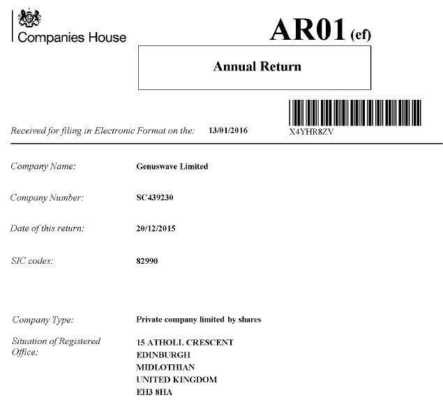 GenusWave shareholders 2015 return #1