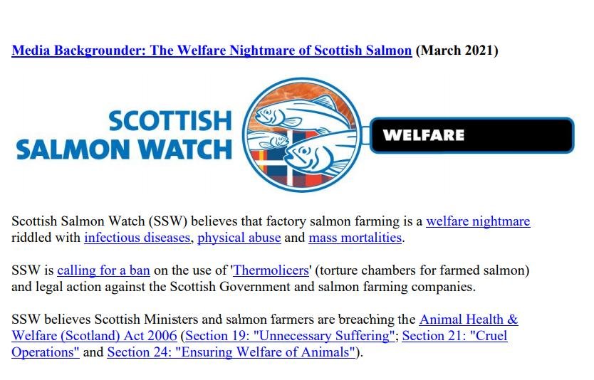 Welfare of Salmon Farming Summary March 2021 #1 Welfare of Salmon Farming Summary March 2021 #1