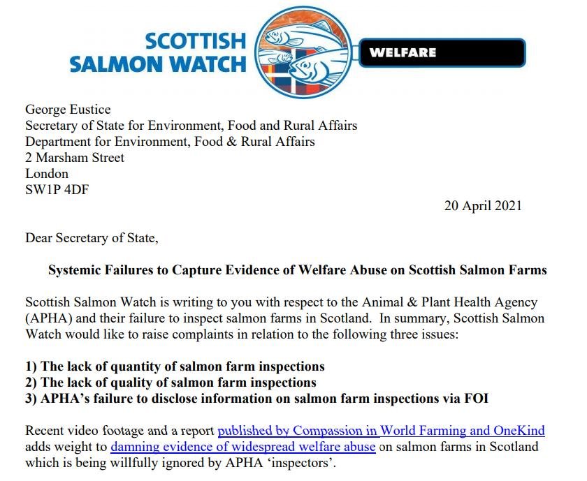 Letter to DEFRA from SSW on systemic failures to capture evidence of welfare abuse 20 April 2021 #2 Letter to DEFRA from SSW on systemic failures to capture evidence of welfare abuse 20 April 2021 #2