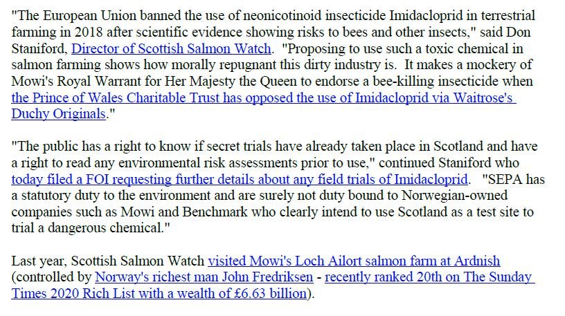 PR Imidacloprid trial in Loch Ailort by Mowi 20 May 2020 #7