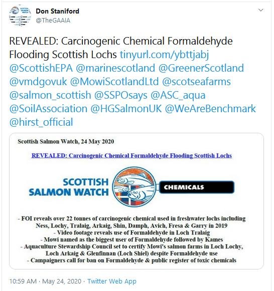 PR Cancer-causing chemical flooding Scottish lochs 24 May 2020 Tweet #1