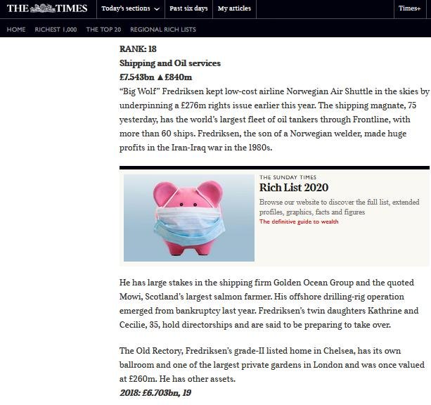 Fredriksen ST Rich List 2019 #2