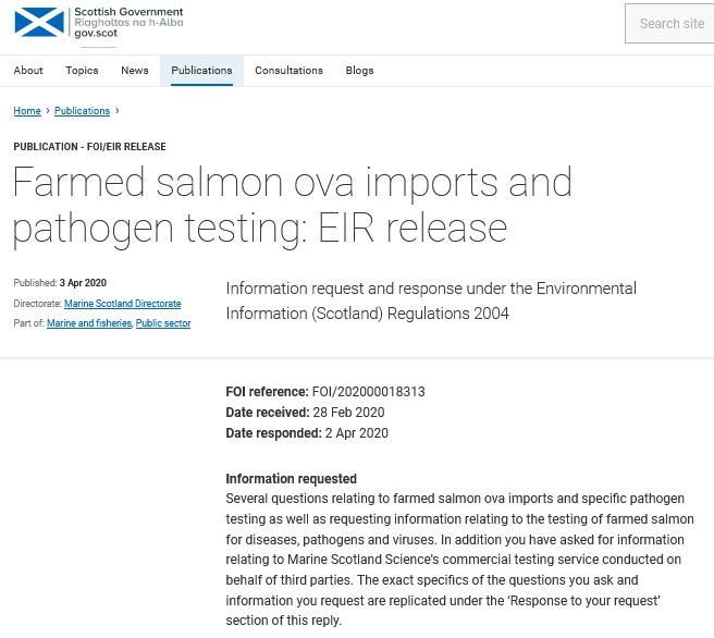 FOI SG April 2020 #1 zero egg testing
