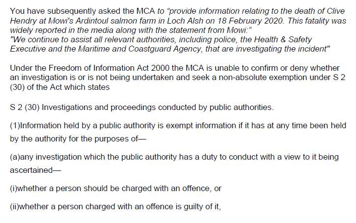 M&CA FOI reply re Mowi death in Loch Alsh 18 June 2020 #2 M&CA FOI reply re Mowi death in Loch Alsh 18 June 2020 #2