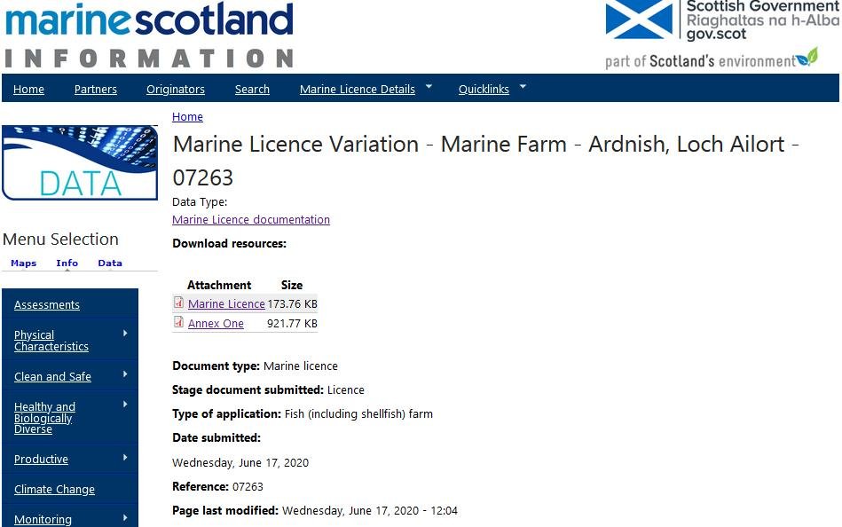 MS 18 June 2020 Licence to deposit any sustance Ardnish