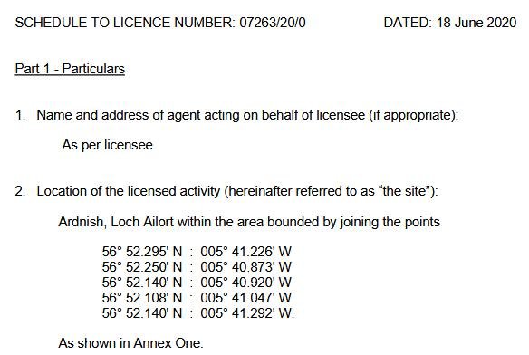 MS 18 June 2020 Licence to deposit any sustance Ardnish #2