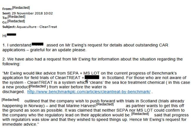 CleanTreat FOI Disclosures by the Scottish Government Dec 2019 #6 Nov 2018 Fergus Mowi as soon as possible CleanTreat FOI Disclosures by the Scottish Government Dec 2019 #6 Nov 2018 Fergus Mowi as soon as possible