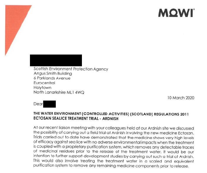 PR Imidacloprid trial in Loch Ailort by Mowi 20 May 2020 #2