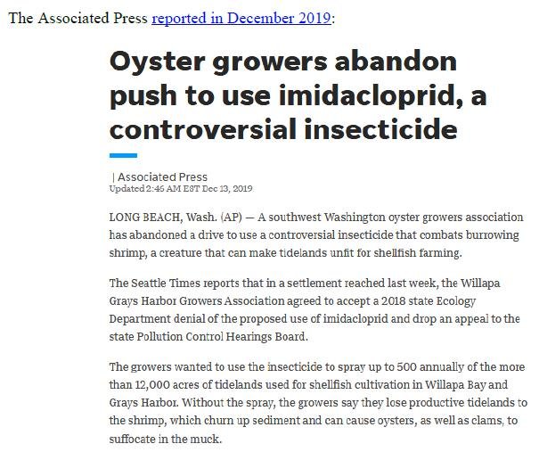 Imidacloprid oyster farming banned 2019 #2 Imidacloprid oyster farming banned 2019 #2