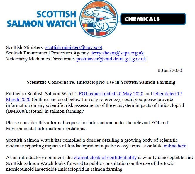 Letter to Scottish Ministers SEPA & VMD re Imidacloprid 8 June 2020 #1