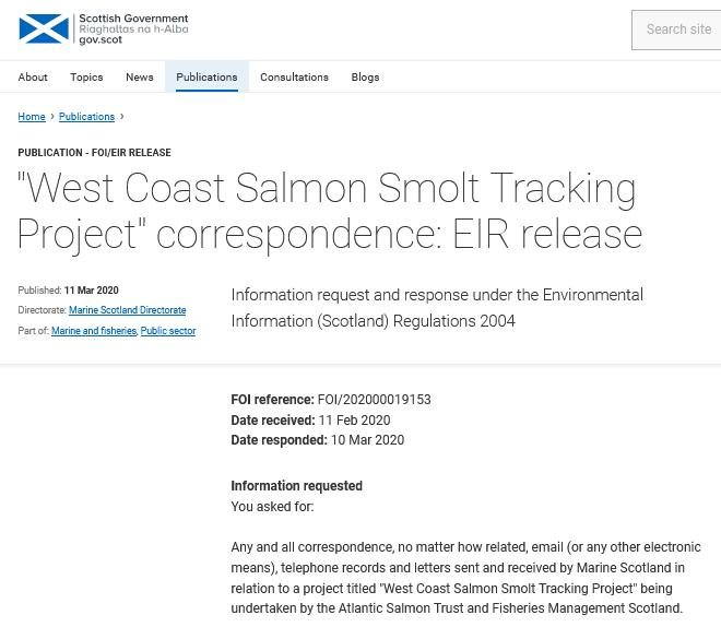 FOI reply West Coast Salmon Smolt March 2020 #1