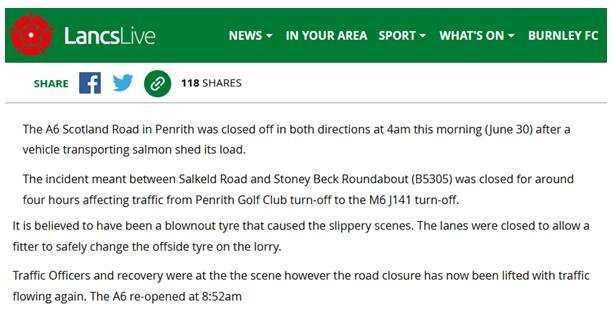 Cumbria salmon spill 30 June 2020 Lancs Live #3 Cumbria salmon spill 30 June 2020 Lancs Live #3
