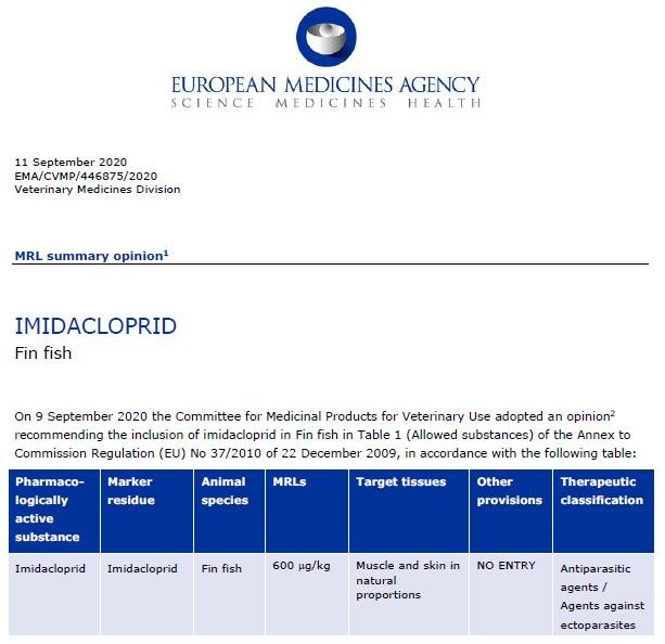 EMEA Imidacloprid approval 11 Sept 2020 #1