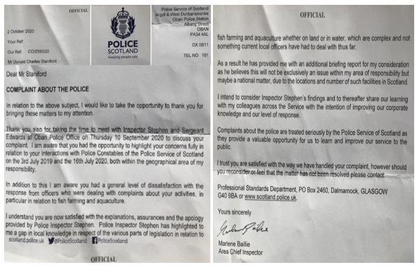 Police Scotland apology letter 2 October 2020 double