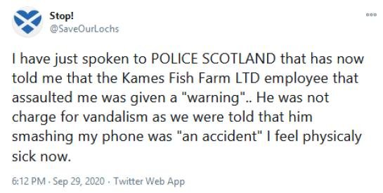 Tweet by SaveOurLochs re assault #1
