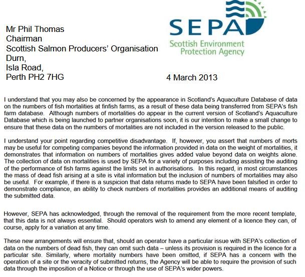 SSPO commercially damaging letter Feb 2013 SEPA March 2013 reply
