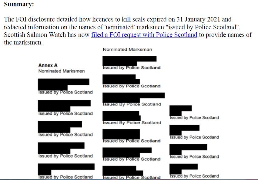 Media Backgrounder FOI Opens Sealed Documents on Killing by Salmon Farms Feb 2021 #2 Media Backgrounder FOI Opens Sealed Documents on Killing by Salmon Farms Feb 2021 #2