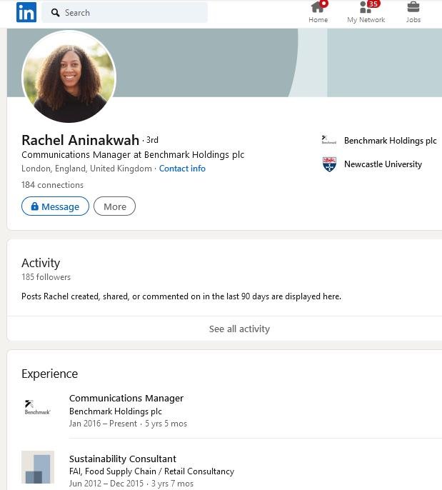 Rachel Akinwanah LinkedIn Rachel Akinwanah LinkedIn