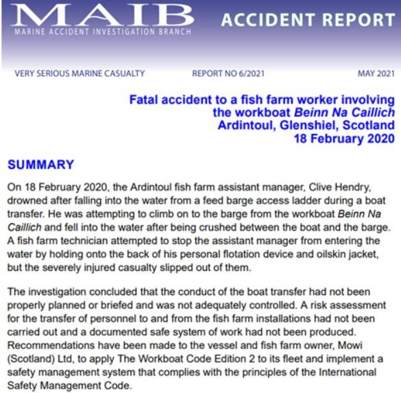 MAIB Clive Hendry accident report May 2021 report #1