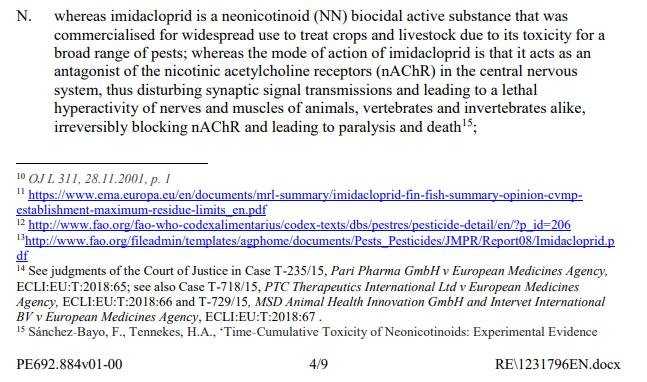 Imidacloprid EU Draft Motion for a Resolution 27 May 2021 #3