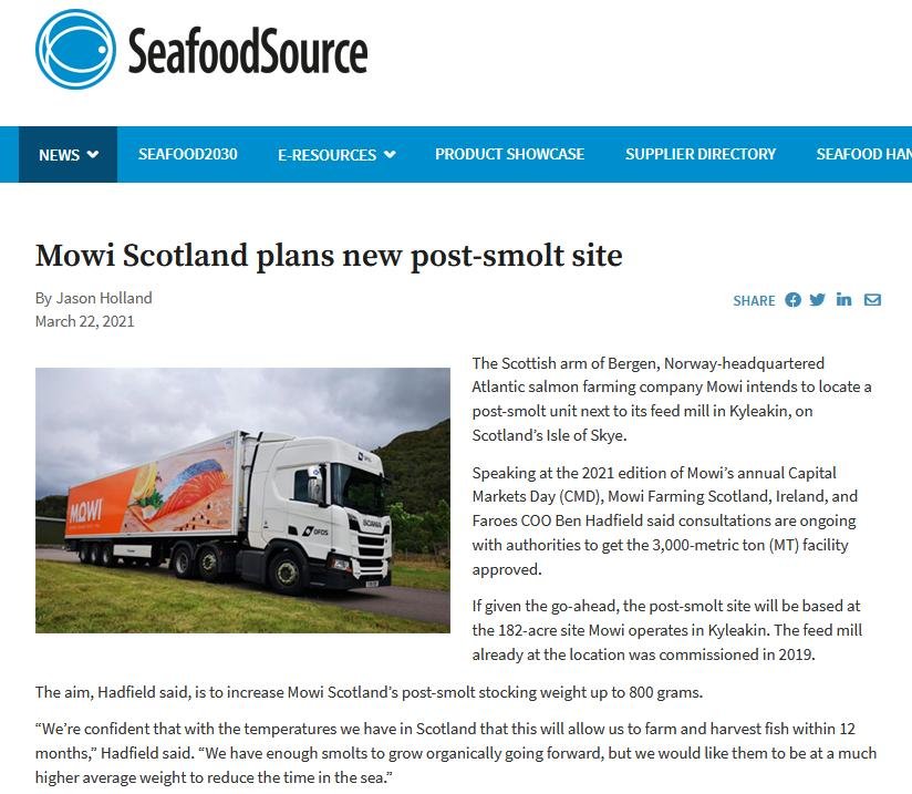 Salmondemic blog July 2021 #50 Mowi post smolt unit Kyleakin