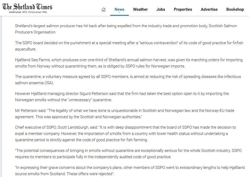 Salmondemic blog July 2021 #54 Shetland Times