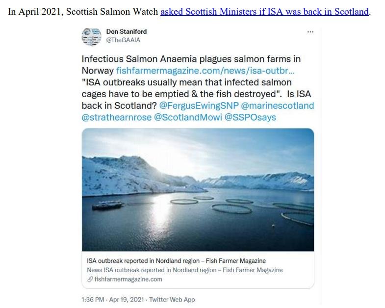 Media Backgrounder Scottish Salmon Recurring ISA Nightmare August 2021 #8 Media Backgrounder Scottish Salmon Recurring ISA Nightmare August 2021 #8