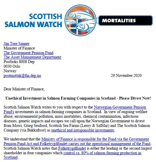 Letter to Norwegian Government Pension Fund 29 Nov 2020 #1