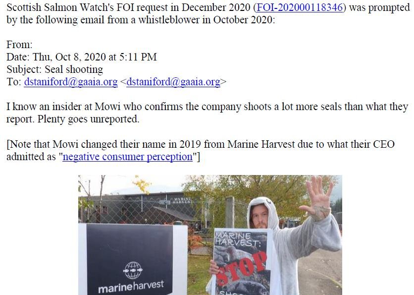 PR Illegal Killing of Seals by Scottish Salmon Farms 25 Feb 2021 #7 Mowi whistleblower