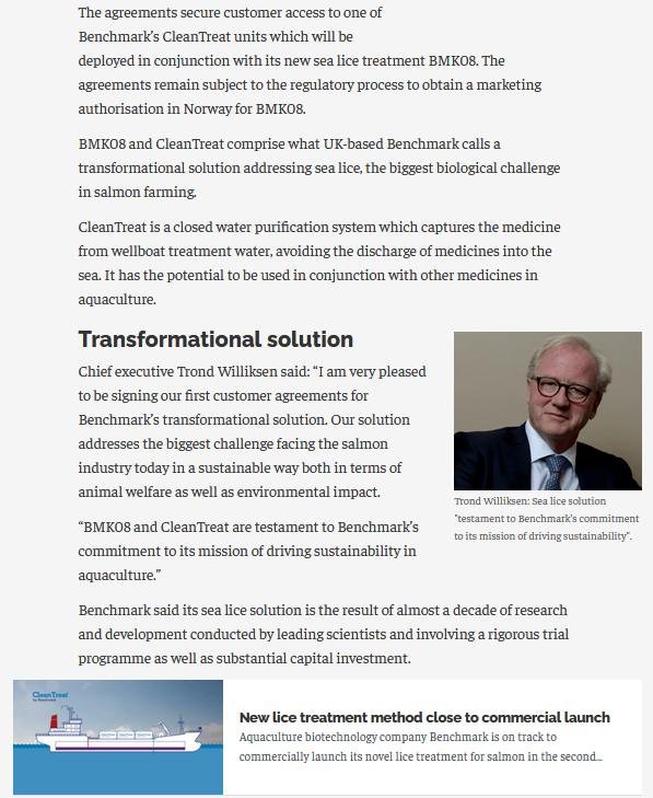 Benchmark signs first CleanTreat agreements 26 March 2021 #2