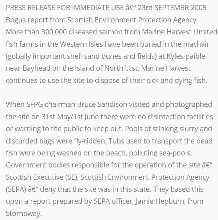 Sunday Times July 2005 North Uist salmon dump #3 SFPG Sunday Times July 2005 North Uist salmon dump #3 SFPG