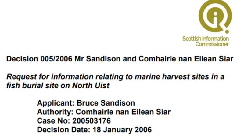 SIC Decision 005-2006 Fish Burial Site on North Uist #1 SIC Decision 005-2006 Fish Burial Site on North Uist #1