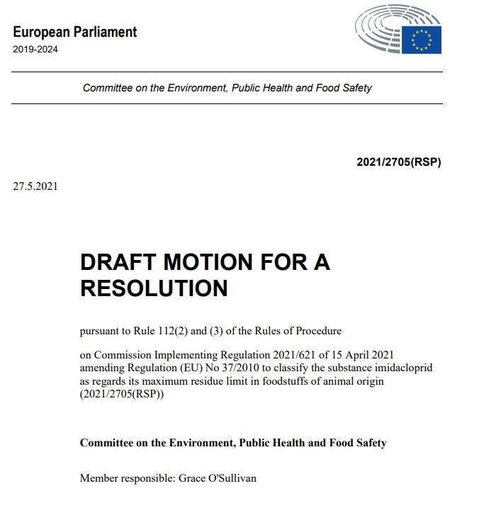 Imidacloprid EU Draft Motion for a Resolution 27 May 2021 #1