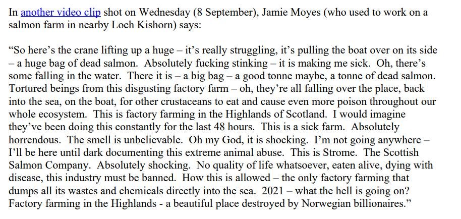 PR Horror Videos Reveal Welfare Abuse Inside Scottish Salmon & Trout Cages 12 September 2021 #9