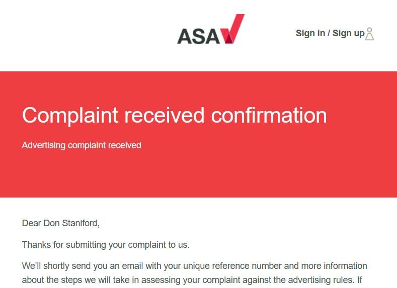 ASA complaint filed online 19 Nov 2021 #1