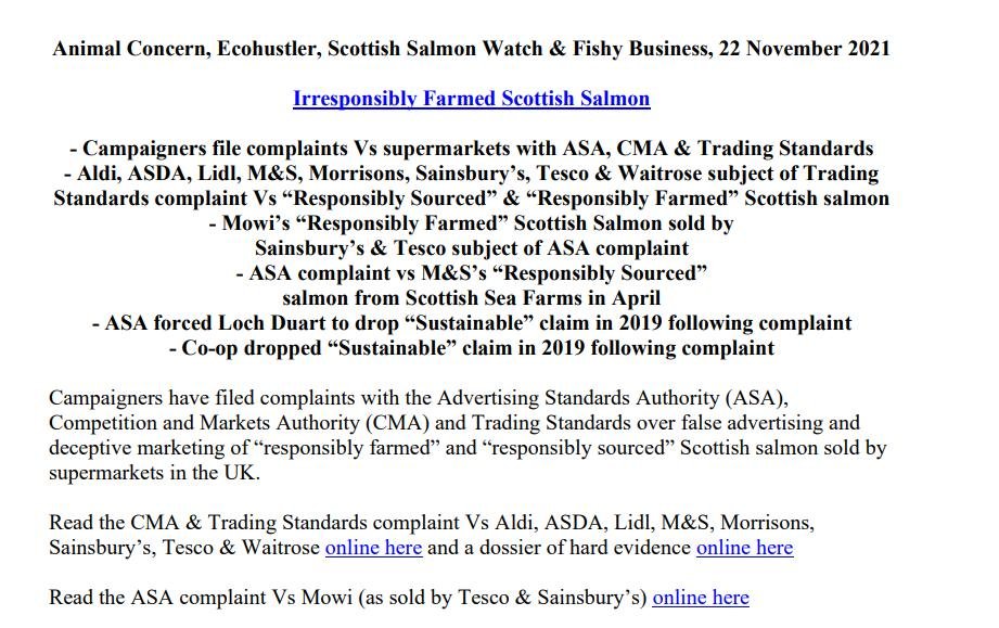 PR Irresponsibly Farmed Scottish Salmon  22 November 2021 #1