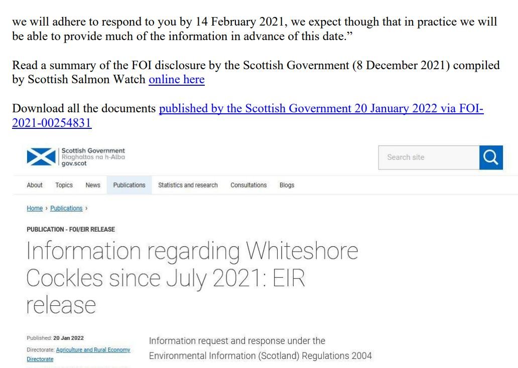 Whiteshore Cockles FOI disclosure December 2021 PR Jan 2022 #15