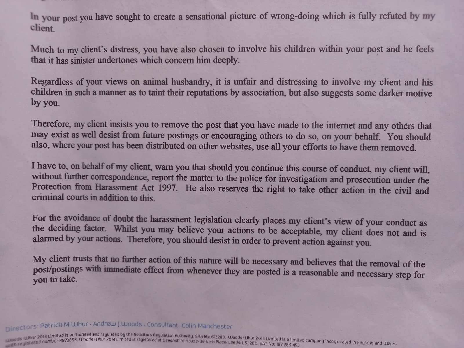 Yuri legal threat 30 May 2019 #2 Yuri legal threat 30 May 2019 #2