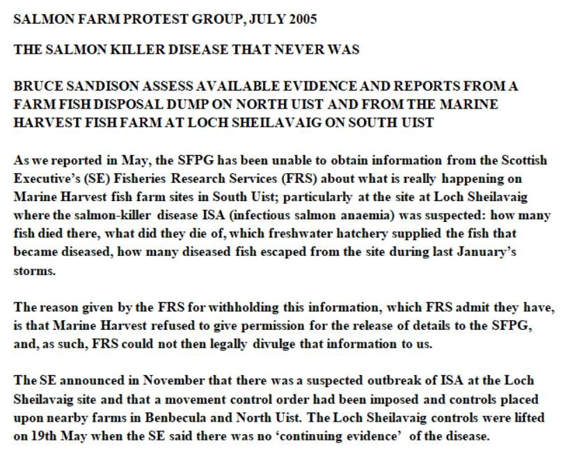 Sunday Times July 2005 North Uist salmon dump #6 SFPG Sunday Times July 2005 North Uist salmon dump #6 SFPG