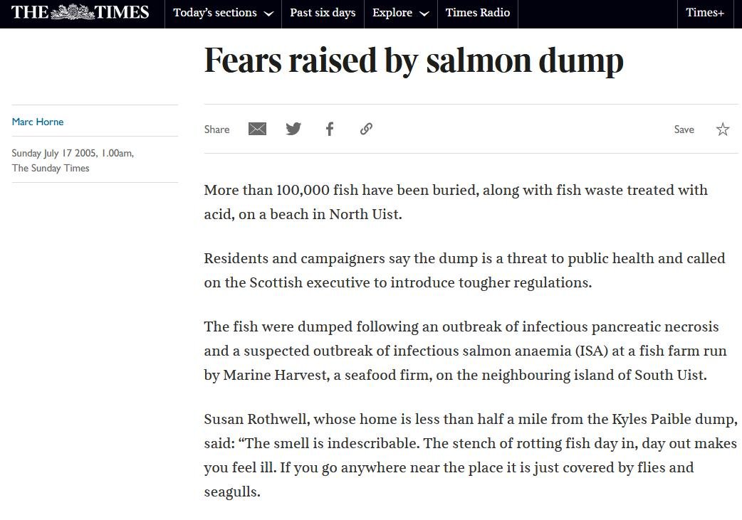 Sunday Times July 2005 North Uist salmon dump #1