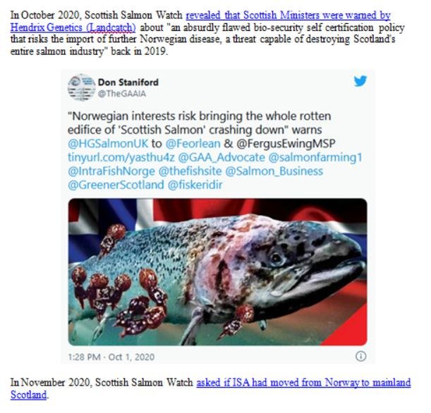 Media Backgrounder Scottish Salmon Recurring ISA Nightmare August 2021 #7 Media Backgrounder Scottish Salmon Recurring ISA Nightmare August 2021 #7
