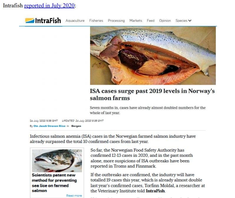 Media Backgrounder Norway Infectious Salmon Aquacalypse Going Global Since 1984 August 2021 #5