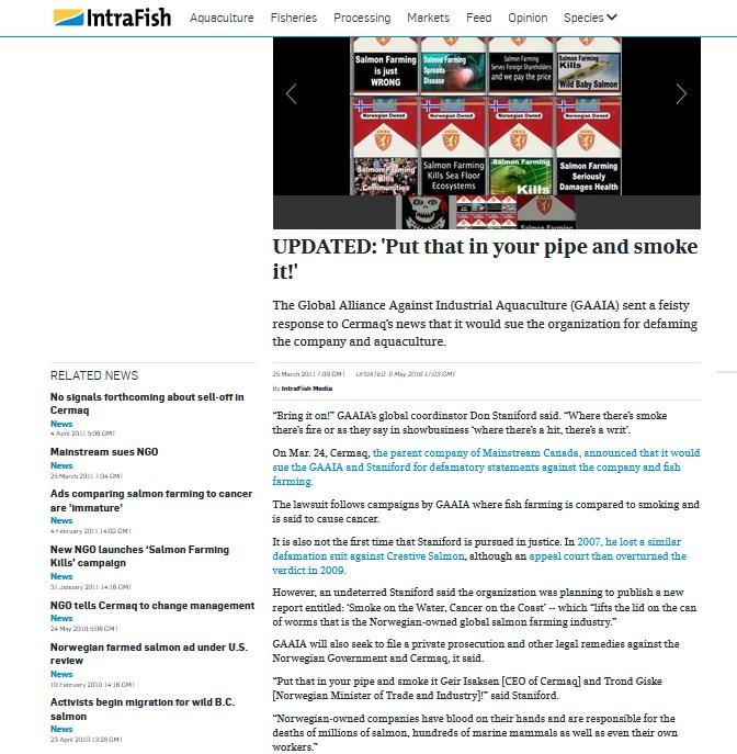 Intrafish 11 Oct 2021 Mowi fed up with activist taking brains to court #8 Intrafish 11 Oct 2021 Mowi fed up with activist taking brains to court #8